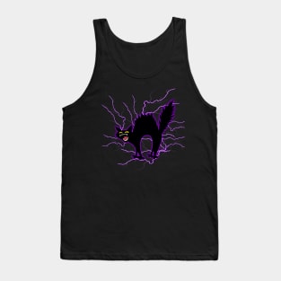 Funny Black Cat Crazy Cat Mom Cat Dad Lightning Tank Top